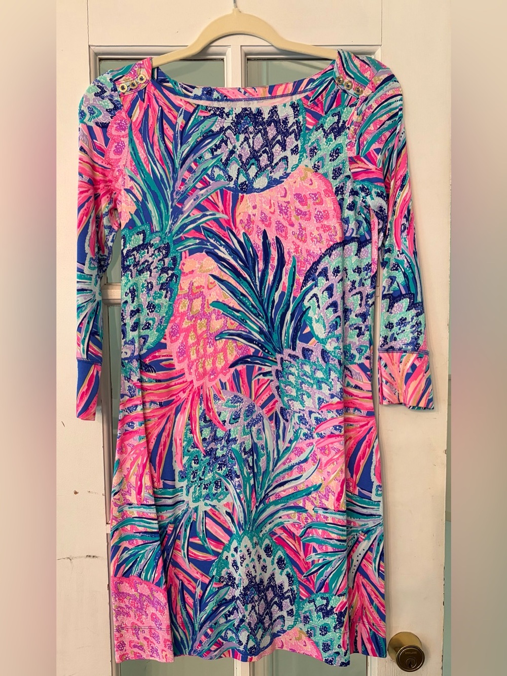 Lilly Pulitzer Pink and Blue Pineapple-Print Mini Dress